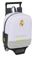 Safta Real Madrid Equiicion 25/26 kleuterschoolrugzak met trolley, ideaal voor kinderen van verschillende leeftijden, comfortabel en veelzijdig, kwaliteit en duurzaamheid, 22 x 10 x 27 cm, Wit, M