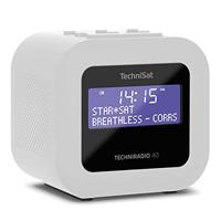 TechniSat TECHNIRADIO 40 - DAB+ Radiowekker (DAB, FM, wekker met twee instelbare wektijden, sleeptimer, snooze-functie, dimbaar LCD-display, USB-laadfunctie) wit