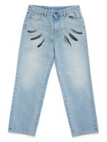 Marcelo Burlon County Of Milan Kids jean Wind Feathers à coupe droite - Bleu