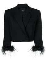 PINKO blazer crop bordé de plumes - Noir - thumbnail