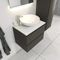 SaniGoods Sally badkamermeubel 60cm grijs mat met Solid Surface waskom rond - thumbnail