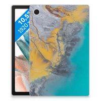 Samsung Galaxy Tab A8 2021/2022 Tablet Back Cover Marble Blue Gold - thumbnail