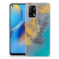 OPPO A74 4G TPU Siliconen Hoesje Marble Blue Gold