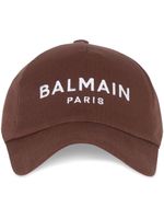 Balmain casquette en coton à logo brodé - Marron