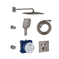 GROHE Grohtherm SmartControl Regendoucheset inbouw - hoofddouche vierkant 31cm - handdouche vierkant - wandarm - geborsteld hard graphite sw98828/sw98893/sw98901/sw105953/sw438881/sw439127