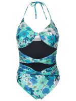 Brigitte maillot de bain dos-nu à fleurs - Bleu