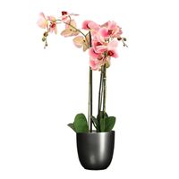 Orchidee kunstplant roze - 75 cm - inclusief bloempot zwart mat - thumbnail