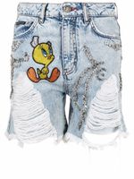 Philipp Plein short en jean Looney Tunes - Bleu - thumbnail