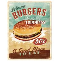 Metalen Bord 30 x 40 cm Delicious Burgers