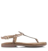 Lazamani Lazamani - Ladies shiny sandals Brons Leer Platte sandalen Dames