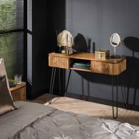 LifestyleFurn Sidetable / kaptafel Sharmila mangohout met metalen pootjes - Massief mango zandkleur - thumbnail