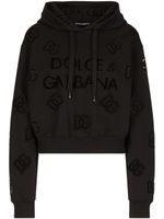 Dolce & Gabbana hoodie en coton mélangé à logo perforé - Noir - thumbnail