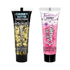 Paintglow Chunky Glittergel voor lichaam en gezicht - 2 tubes - goud en lichtroze - 12 ml