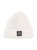 Stone Island Junior Compass-motif knit beanie - Blanc