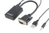 Gembird A-VGA-HDMI-01 video kabel adapter 0,15 m HDMI 19 pin Zwart - thumbnail