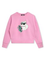 Karl Lagerfeld Kids sweat en coton à imprimé Choupette - Rose