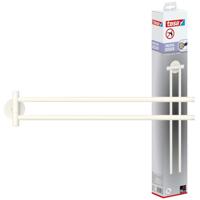 tesa® MOON WHITE Handdoekrek 2-armig, mat wit, voor Badkamer en Wc - voor Badkamers in Industriële en Moderne Stijl - Zonder Boren, Zelfklevend - 84 mm x 50 mm x 456 mm