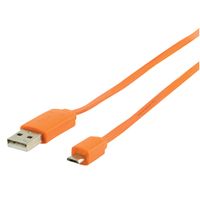 Micro USB kabel plat (oranje 1m) voor o.a. smartphones - thumbnail