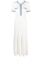 SANDRO denim-trim maxi dress - Blanc