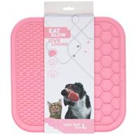 Eat Slow Live Longer Duo likmat - 30 x 30 cm - vierkant - snuffelmat - anti-snuffelmat - slowfeeder - 100% siliconen - vaatwasmachinebestendig - maat L - roze