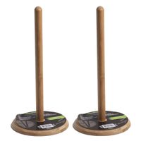 2x stuks bamboe houten keukenrolhouder rond D15 x H31 cm - thumbnail