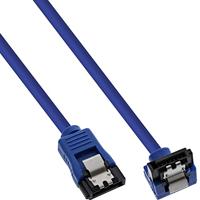 InLine® 27705F SATA 6Gb/s aansluitkabel rond, gebogen, blauw, met lipje, 0,5m