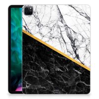 iPad Pro 12.9 (2020) | iPad Pro 12.9 (2021) Tablet Back Cover Marmer Wit Zwart - Origineel Cadeau Man - thumbnail