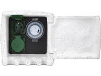 Renkforce 1168583 Buitenstopcontact met schakelklok 2-voudig Steen-grijs Met timer, Steenlook