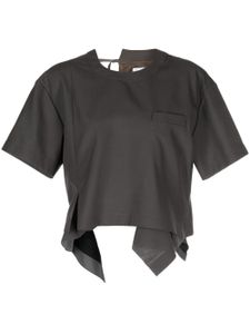 sacai blouse drapée à manches courtes - Gris