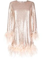 Gilda & Pearl robe mi-longue Seraphina ornée de plumes - Rose