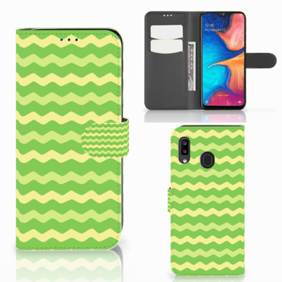 Samsung Galaxy A30 Telefoon Hoesje Waves Green Samsung Galaxy A30 Telefoon Hoesje Waves Green