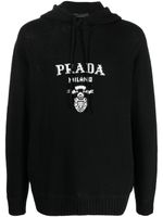 Prada cardigan à logo en intarsia - Noir