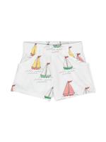 Mini Rodini Shorts biologisch katoen met bootprint - Wit