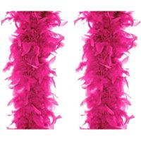 2x stuks verkleed of decoratie veren Boa fuchsia roze 45 gram