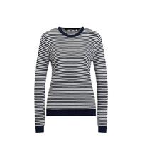 WE Fashion fijngebreide trui met all over print blauw/wit