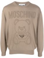 Moschino pull en laine à logo intarsia - Marron