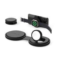 SATECHI OnTheGo 2-in-1 Qi2 Reislader met 15W snelladen voor iPhone en 5W voor Apple Watch, Draadloze magnetische MagSafe oplader – Zwart