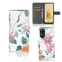 OPPO Reno8 T 4G Telefoonhoesje met Pasjes Bird Flowers - thumbnail