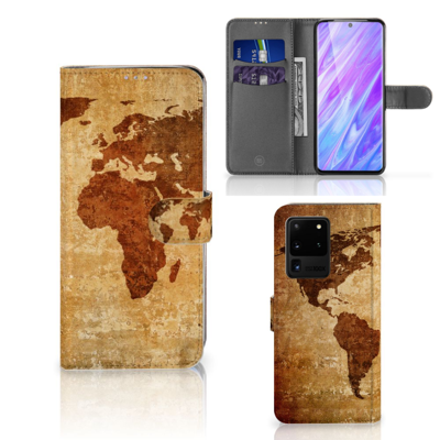 Samsung Galaxy S20 Ultra Flip Cover Wereldkaart Samsung Galaxy S20 Ultra Flip Cover Wereldkaart