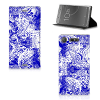 Mobiel BookCase Sony Xperia XZ1 Angel Skull Blauw