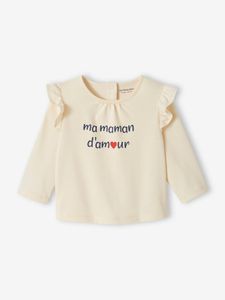 Babyshirt met opschrift van biologisch katoen ecru