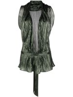 STYLAND metallic-effect pleated tank top - Vert - thumbnail