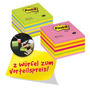 Post-it Plaknotitiekubus 2028NX2 76 mm x 45 mm Geel, Neonblauw, Neon-groen, Neon-pink, Roze 900 vellen