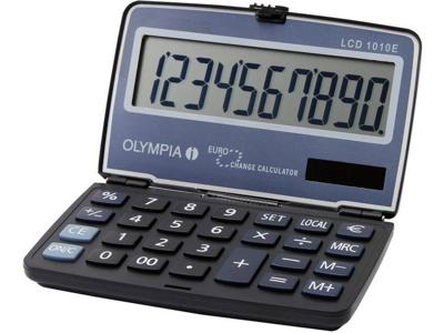 Olympia LCD 1010E Zakrekenmachine werkt op zonne-energie, werkt op batterijen Staal-blauw Aantal displayposities: 10