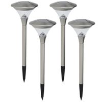 Set van 4x stuks solar tuinlampen/prikspots op zonne-energie 47 cm RVS