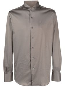 Canali chemise en coton à col italien - Marron