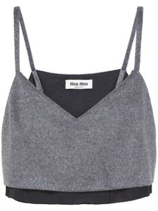 Miu Miu haut en velours à coupe crop - Gris