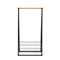 Brabantia Linn Kledingrek, Multifunctioneel, Bamboe Roede, Hangplek, Hoogte Verstelbare Rekken, Antislipvoetjes, Drogen, Plaats voor 28 Kleerhangers, Ruimtebesparend Opbergen, Black, Large