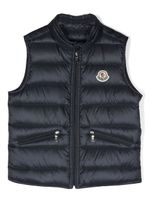 Moncler Enfant gilet matelassé à patch logo - Bleu - thumbnail