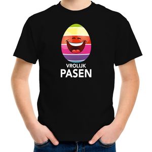 Pasen shirt zwart met lachend / vrolijk paasei voor kinderen